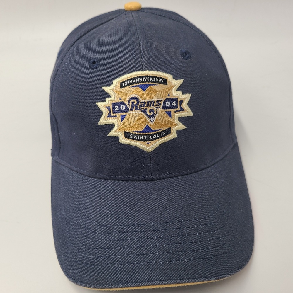 Vintage St Louis Rams Hat Adjustable NFL 2004 10th Anniversary Edward Jones Dome
